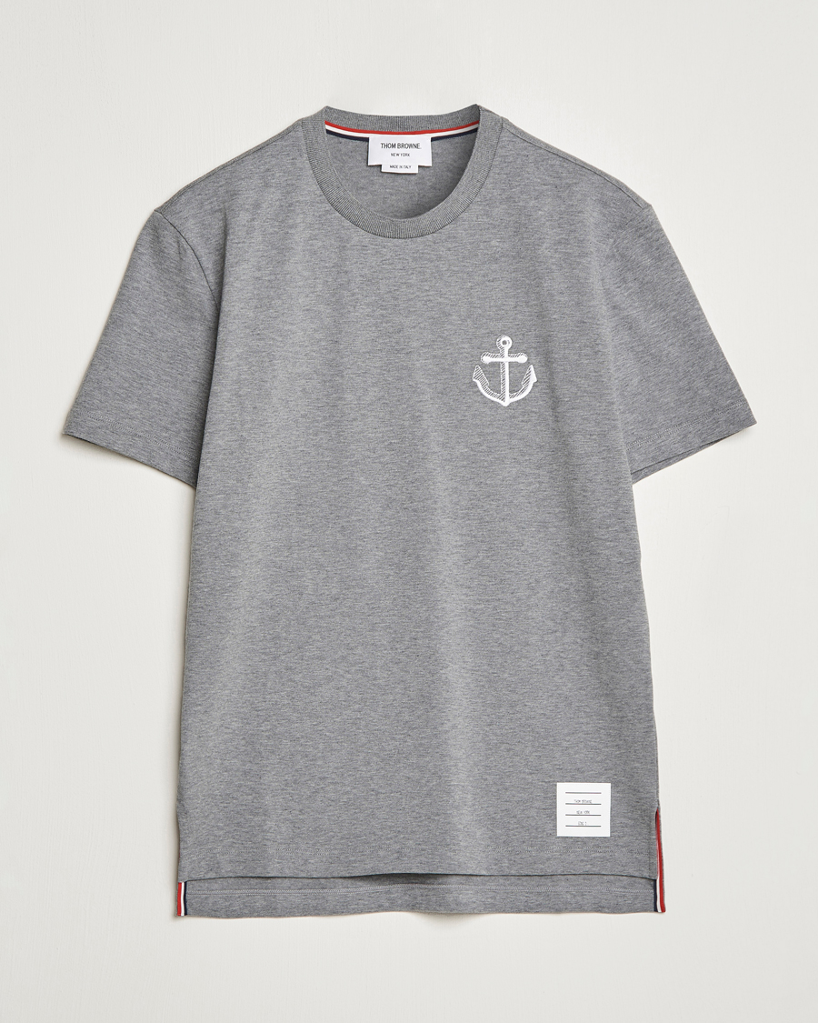 Homme | T-shirts | Thom Browne | Anchor Embroidered T-Shirt Light Grey