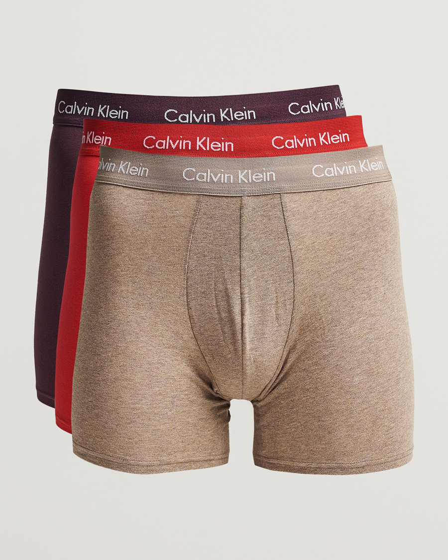 Homme | Sous-Vêtements Et Chaussettes | Calvin Klein | Cotton Stretch 3-Pack Boxer Breif Plum/Red/Beige