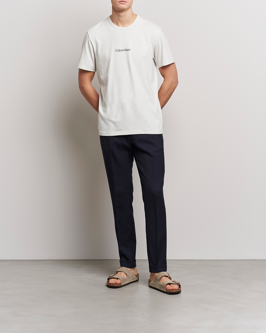 Homme | T-shirts | Calvin Klein | Logo Crew Neck Loungewear T-Shirt Silver Birch