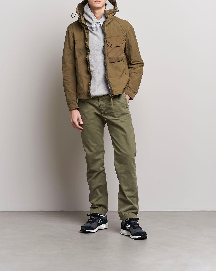 Heren | Jassen | Ten c | Garment Dyed Nylon Hooded Jacket Olive