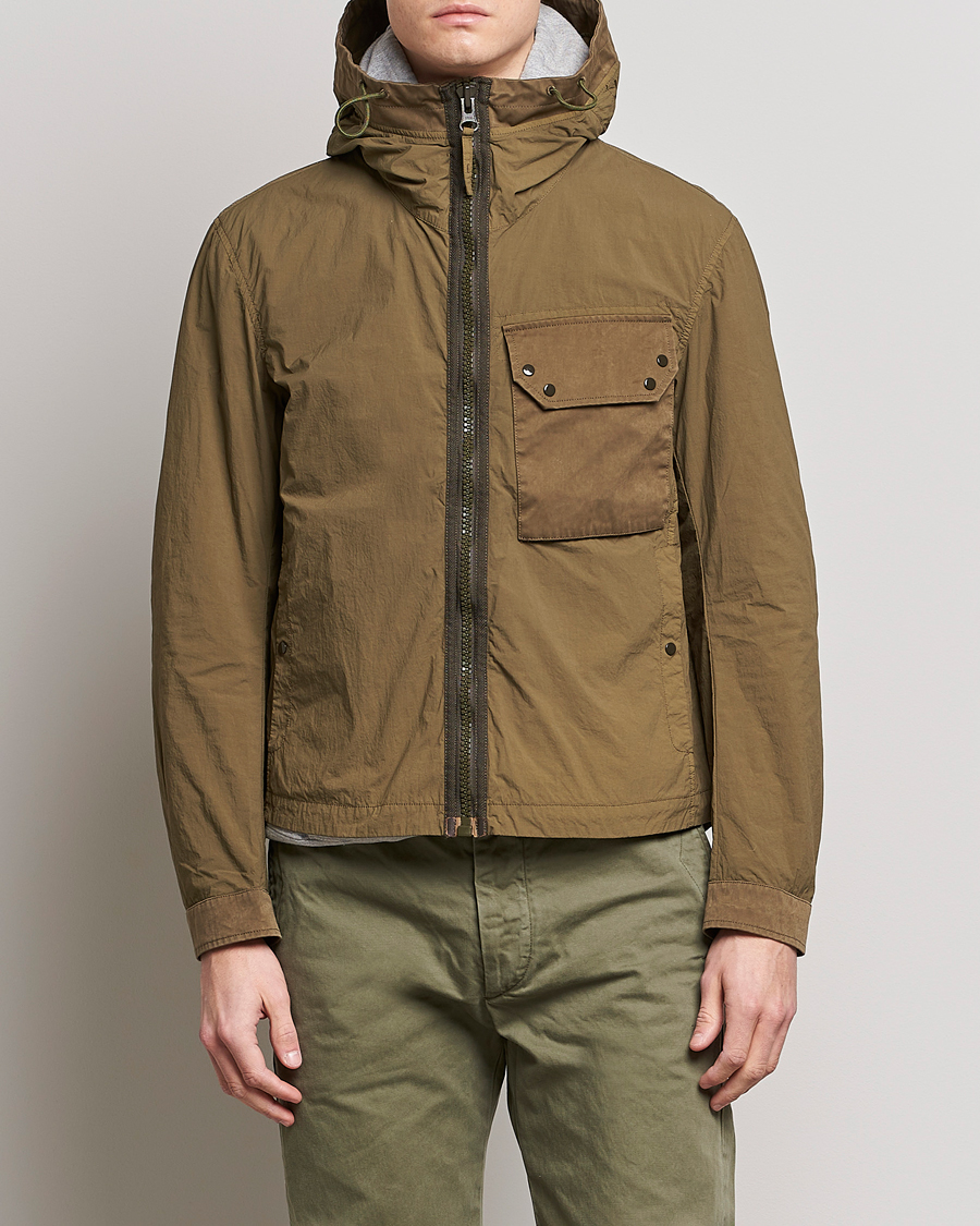 Heren | Jassen | Ten c | Garment Dyed Nylon Hooded Jacket Olive