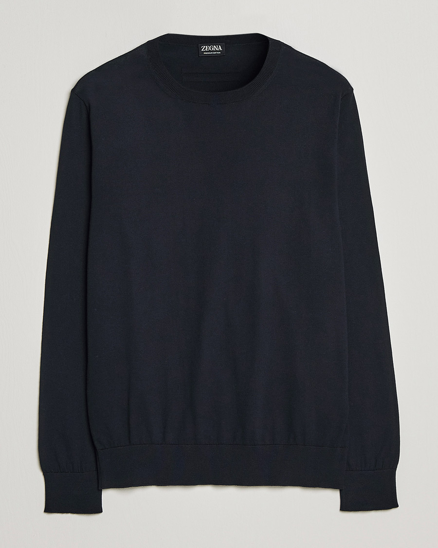 Homme | Pulls Et Tricots | Zegna | Premium Cotton Crew Neck Sweater Navy