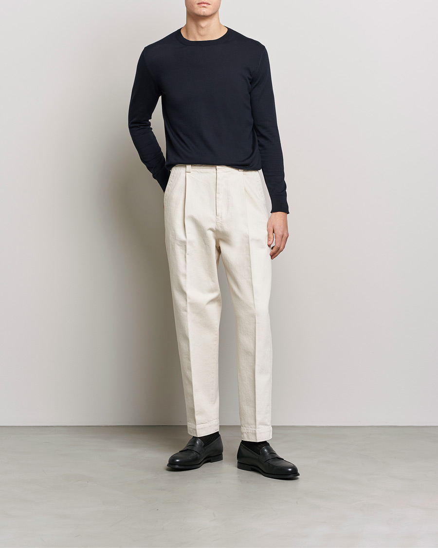 Homme | Pulls Et Tricots | Zegna | Premium Cotton Crew Neck Sweater Navy
