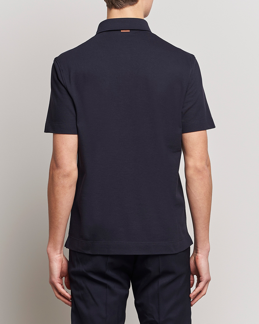 Homme | Polos | Zegna | Short Sleeve Pocket Polo Navy