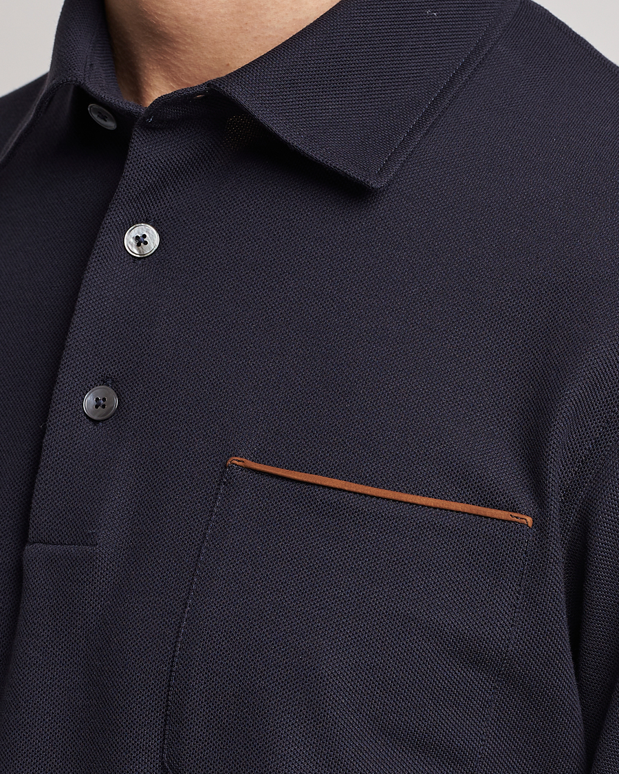 Homme | Polos | Zegna | Short Sleeve Pocket Polo Navy