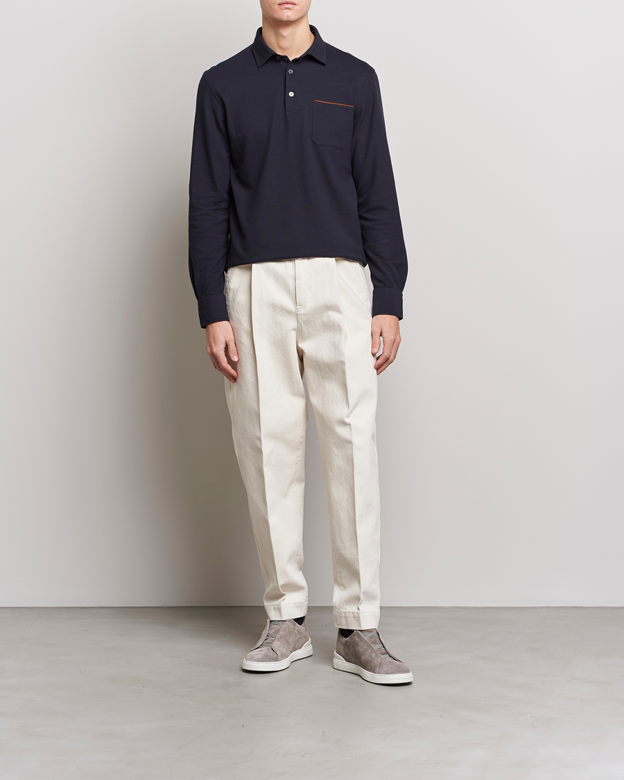 Homme | Pulls Et Tricots | Zegna | Long Sleeve Pocket Polo Navy