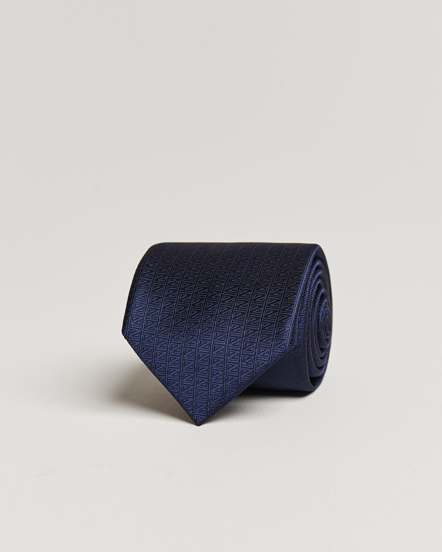 Homme | Zegna Monogram Silk Tie Navy | Zegna | Monogram Silk Tie Navy