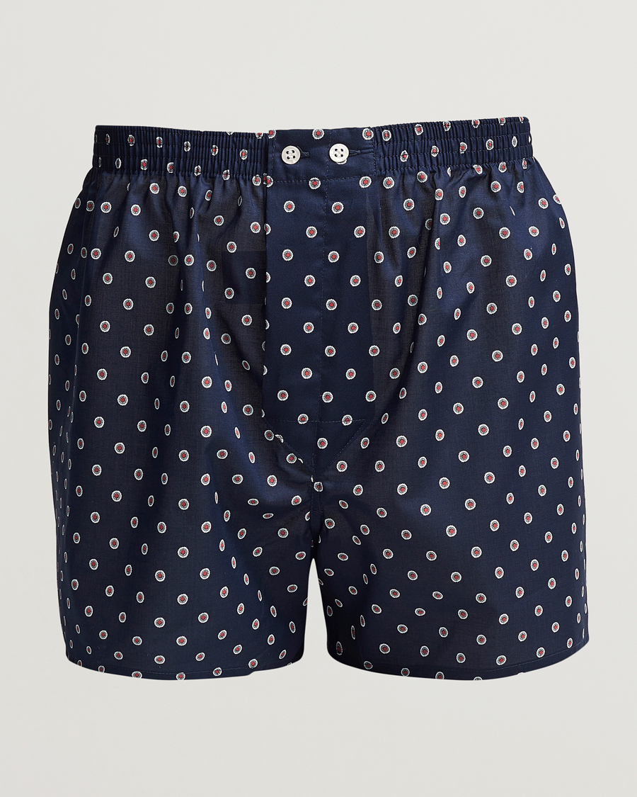 Homme | Sous-Vêtements Et Chaussettes | Derek Rose | Classic Fit Woven Cotton Boxer Shorts Navy