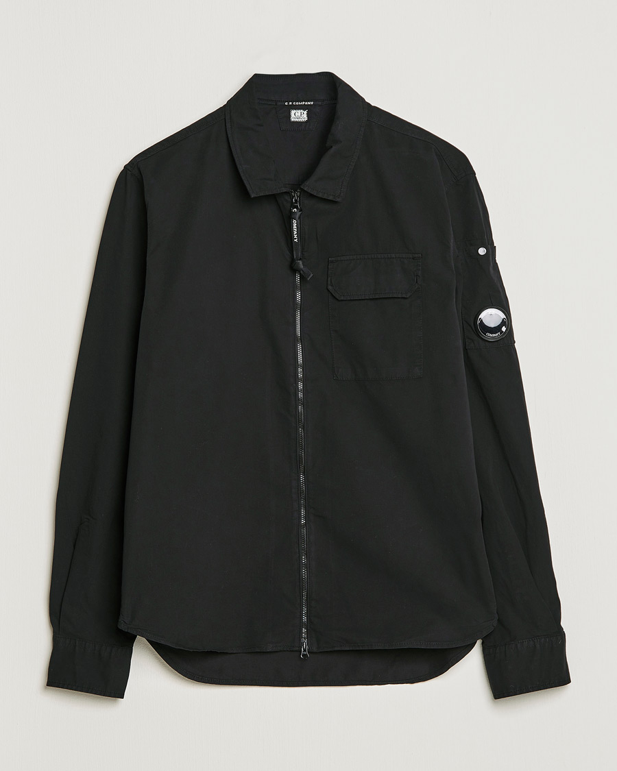 Homme | Chemises | C.P. Company | Garment Dyed Gabardine Zip Shirt Jacket Black