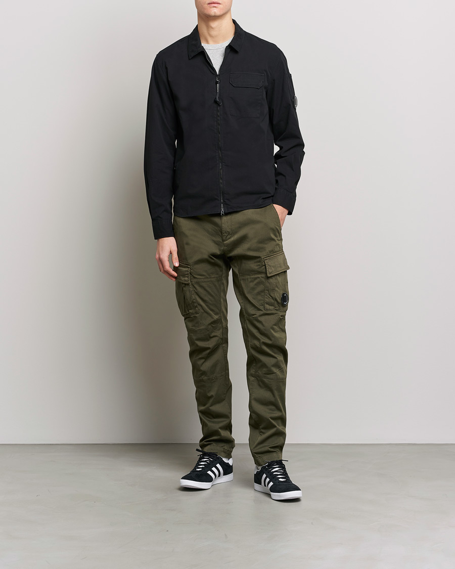Homme | Chemises | C.P. Company | Garment Dyed Gabardine Zip Shirt Jacket Black