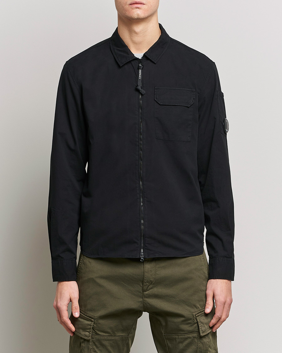 Homme | Chemises | C.P. Company | Garment Dyed Gabardine Zip Shirt Jacket Black