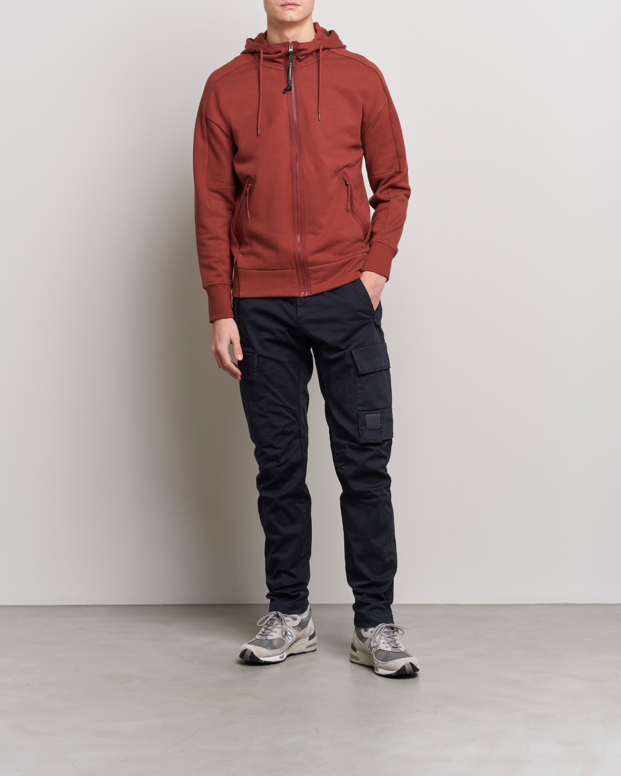 Homme | Pulls Et Tricots | C.P. Company | Diagonal Raised Fleece Full Zip Goggle Hoodie Rust