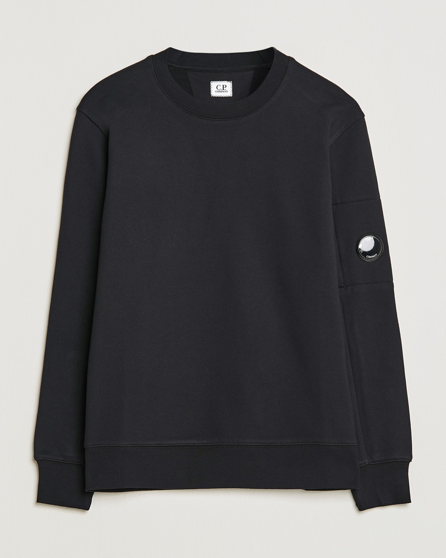 Homme | Pulls Et Tricots | C.P. Company | Diagonal Raised Fleece Lens Sweatshirt Black