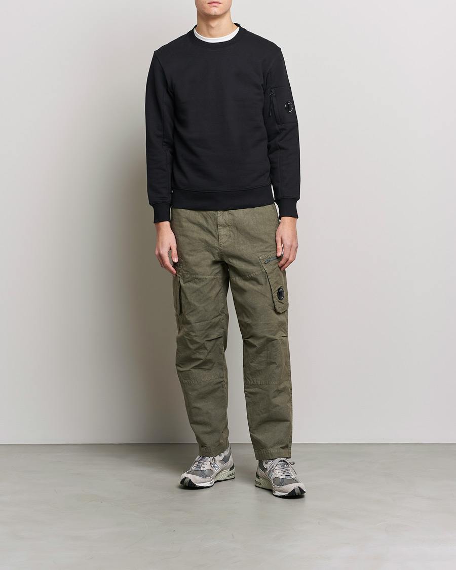 Homme | Pulls Et Tricots | C.P. Company | Diagonal Raised Fleece Lens Sweatshirt Black