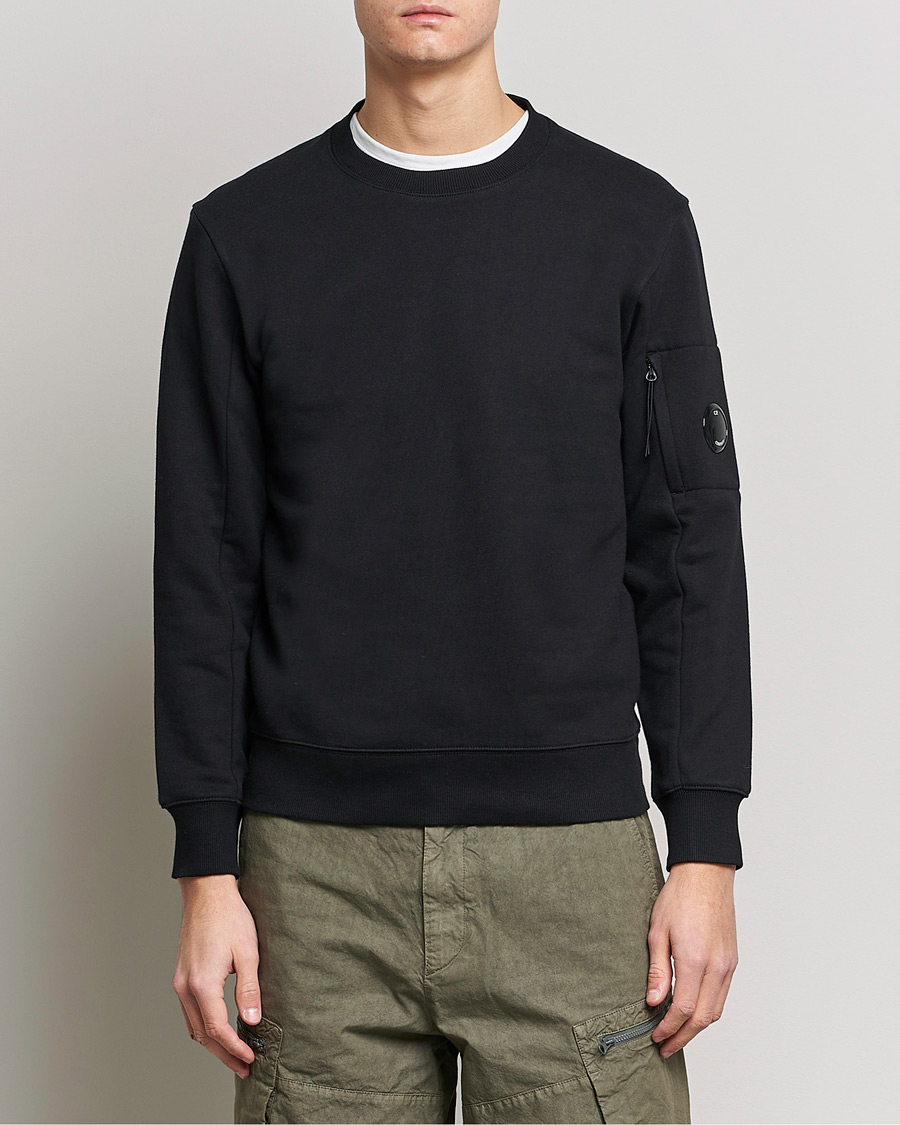 Homme | Pulls Et Tricots | C.P. Company | Diagonal Raised Fleece Lens Sweatshirt Black
