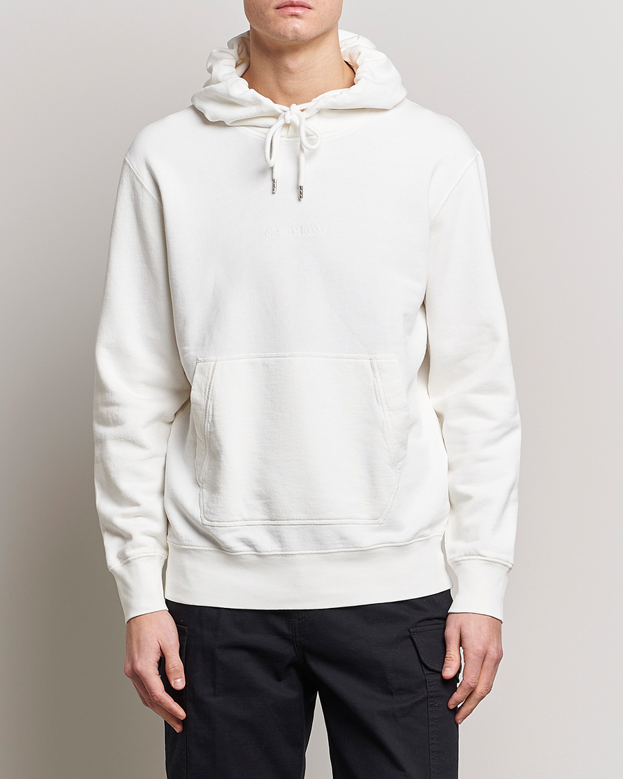 Homme | Pulls Et Tricots | C.P. Company | Garment Dyed Cotton Fleece Printed Hood White