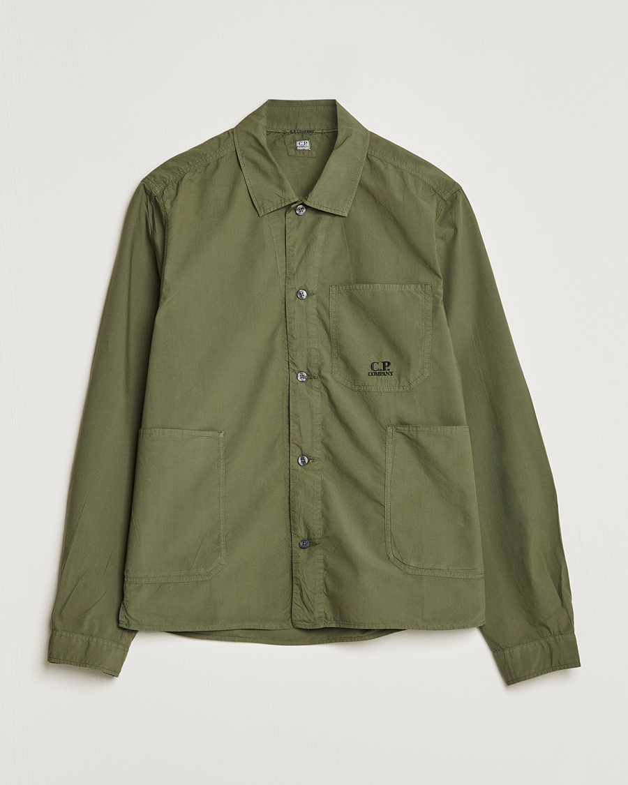Homme | Chemises | C.P. Company | Popline Garment Dyed Overshirt Green