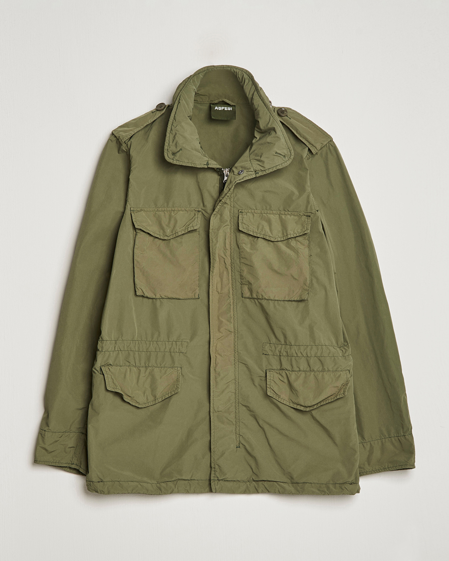Homme | Manteaux Et Vestes | Aspesi | Giubotto Garment Dyed Field Jacket Army Green