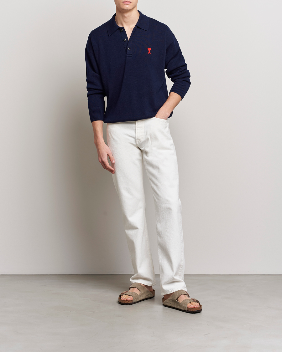 Homme | Pulls Et Tricots | AMI | Heart Long Sleeve Knitted Polo Navy