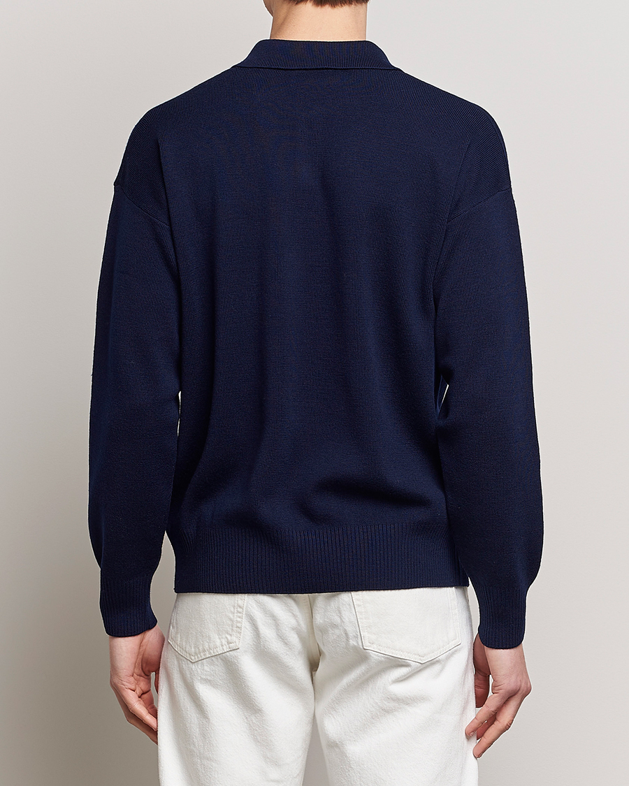 Homme | Pulls Et Tricots | AMI | Heart Long Sleeve Knitted Polo Navy