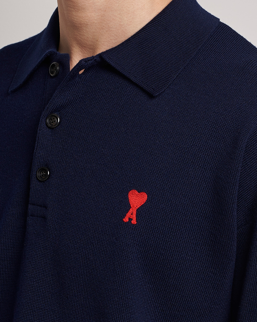 Homme | Pulls Et Tricots | AMI | Heart Long Sleeve Knitted Polo Navy