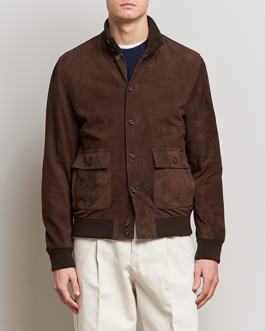 Homme | Manteaux Et Vestes | Valstar | Valstarino Suede Jacket Dark Brown
