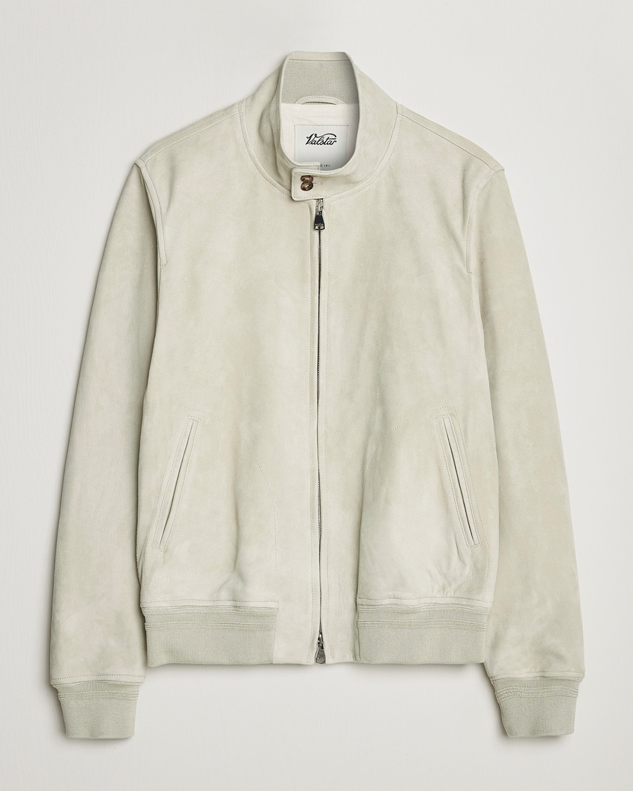 Homme | Manteaux Et Vestes | Valstar | Suede Zip Blouson Silver Grey