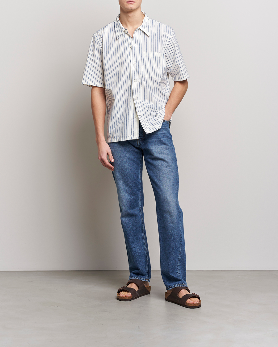 Homme | Chemises | Sunflower | Spacey Striped Camp Shirt Blue/White