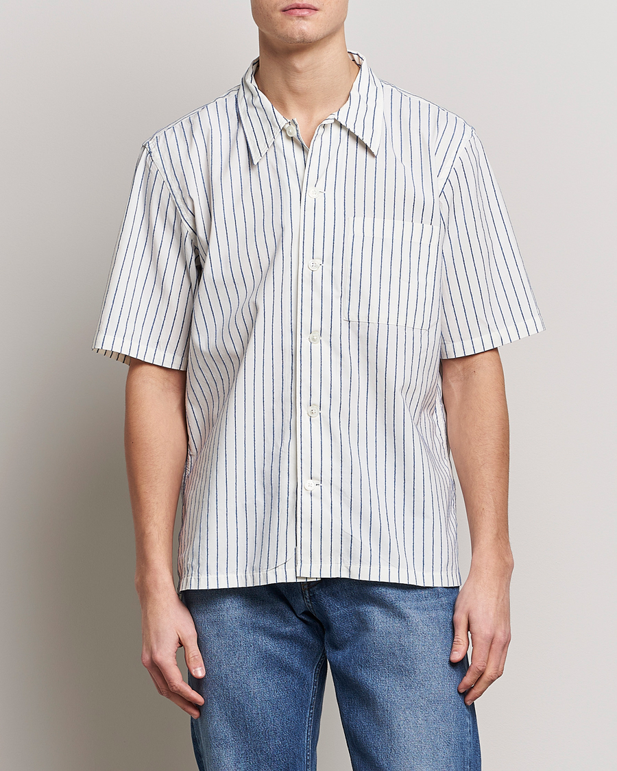 Homme | Chemises | Sunflower | Spacey Striped Camp Shirt Blue/White