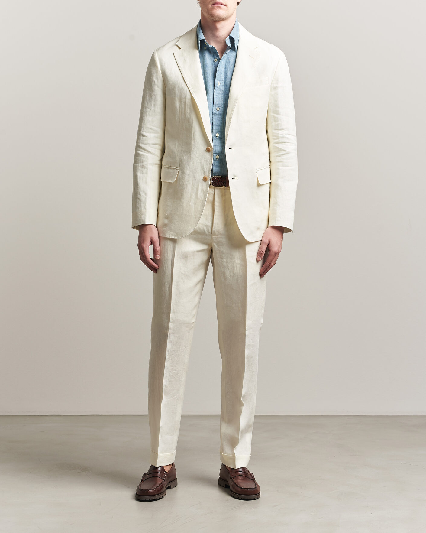 Heren | Broeken | Polo Ralph Lauren | Linen Pleated Trousers Cream
