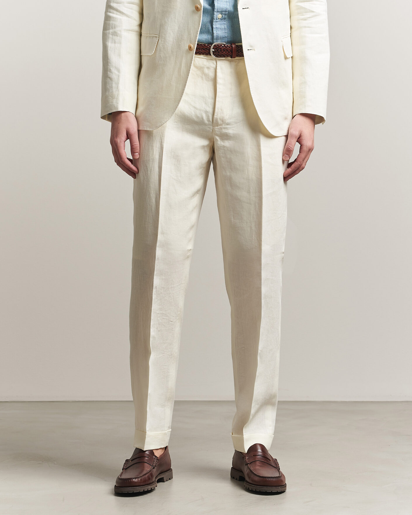 Heren | Broeken | Polo Ralph Lauren | Linen Pleated Trousers Cream