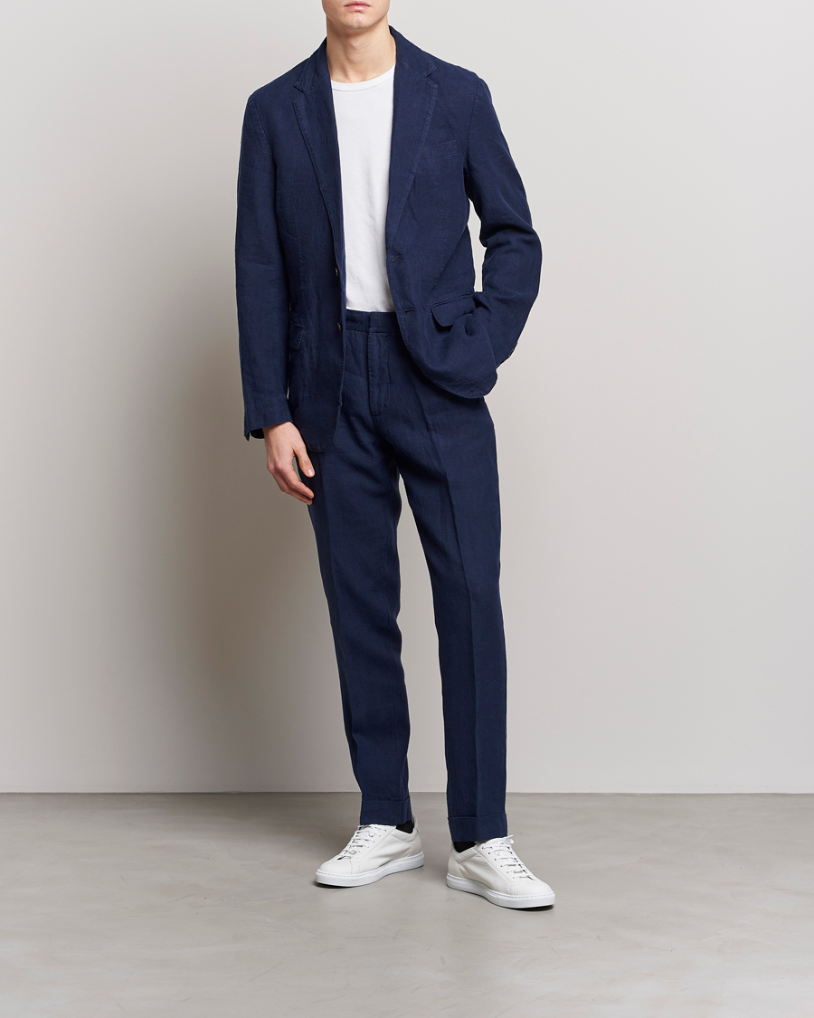 Homme | Pantalons | Polo Ralph Lauren | Linen Pleated Trousers Navy