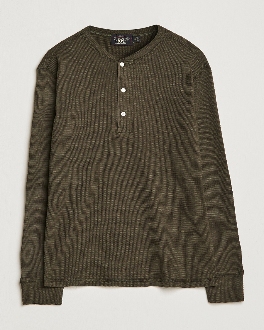 Heren | Truien | RRL | Long Sleeve Henley Dark Green