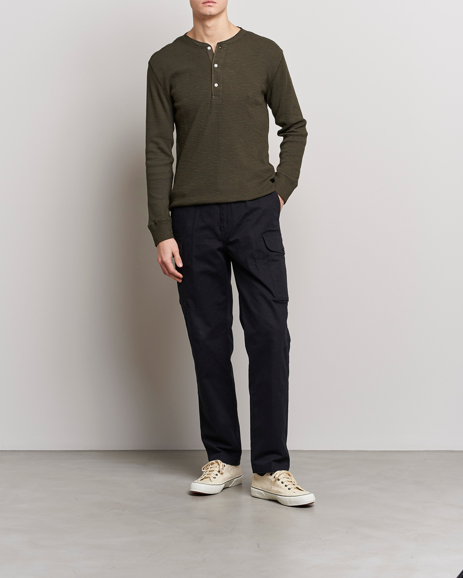 Heren | Truien | RRL | Long Sleeve Henley Dark Green