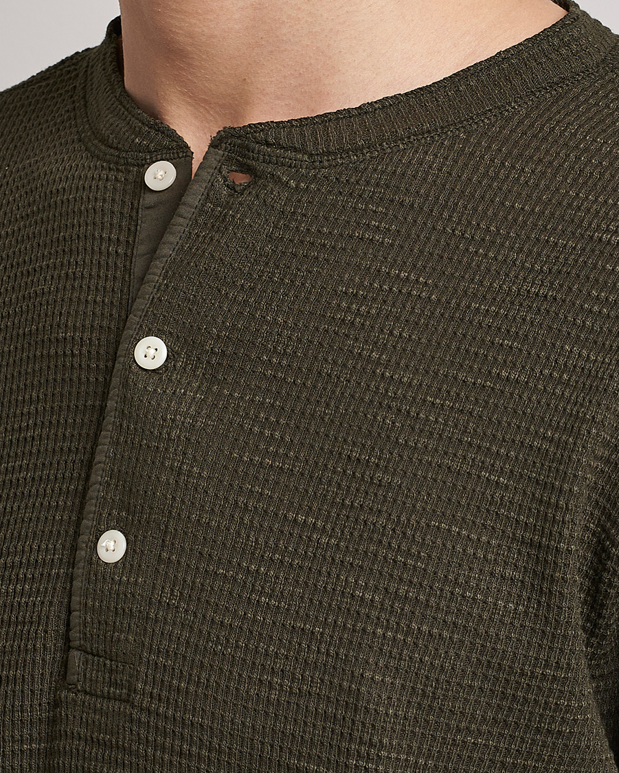 Heren | Truien | RRL | Long Sleeve Henley Dark Green