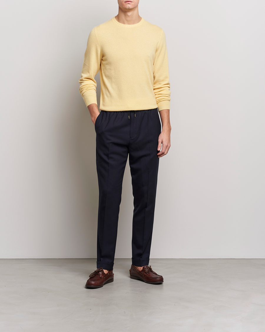 Heren | Truien | Stenströms | Cashmere Crew Neck Yellow