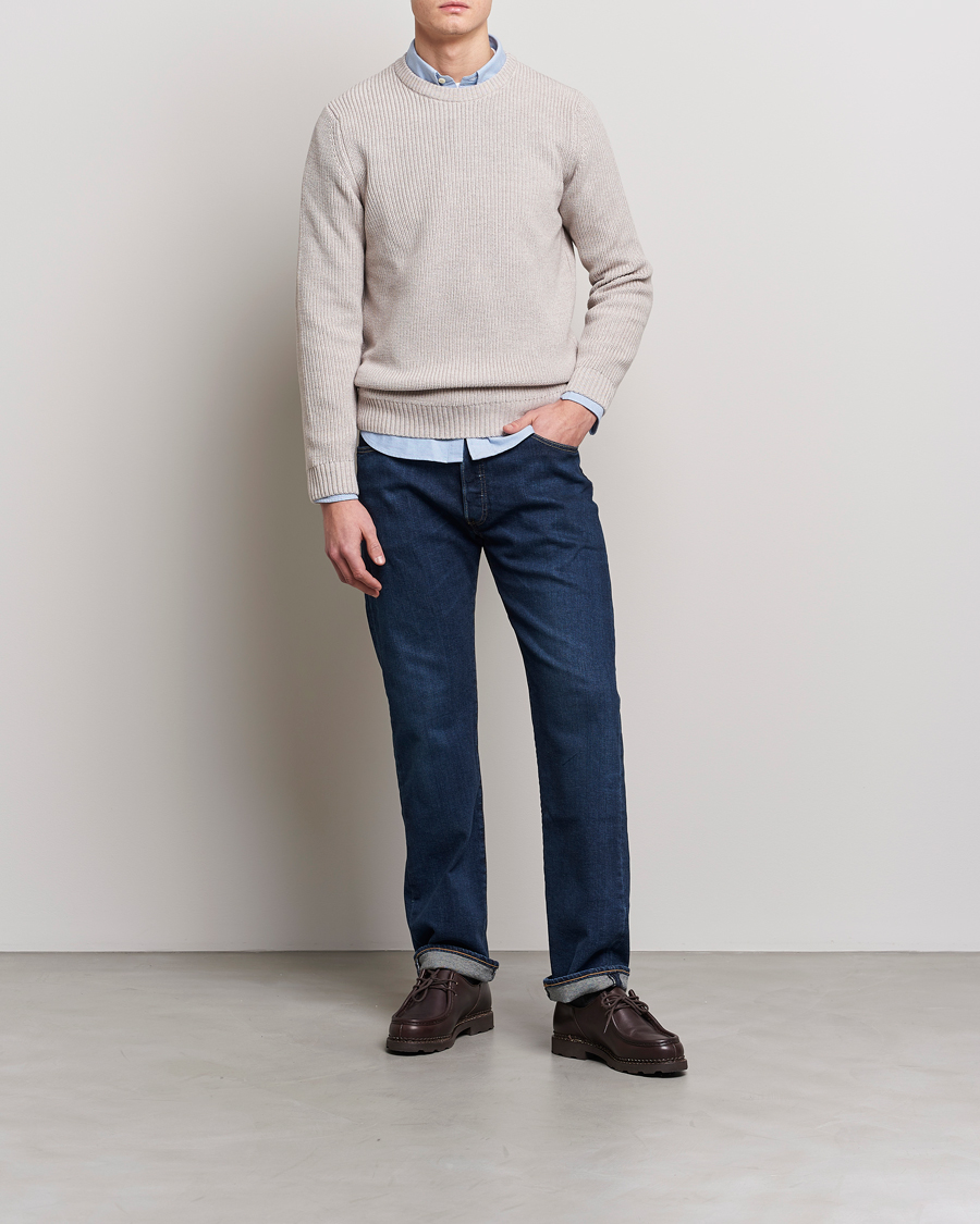 Homme | Pulls Et Tricots | Stenströms | Merino Heavy Knitted Crew Neck Beige
