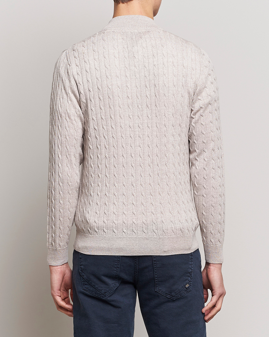 Heren | Truien | Stenströms | Merino Cable Half Zip Beige