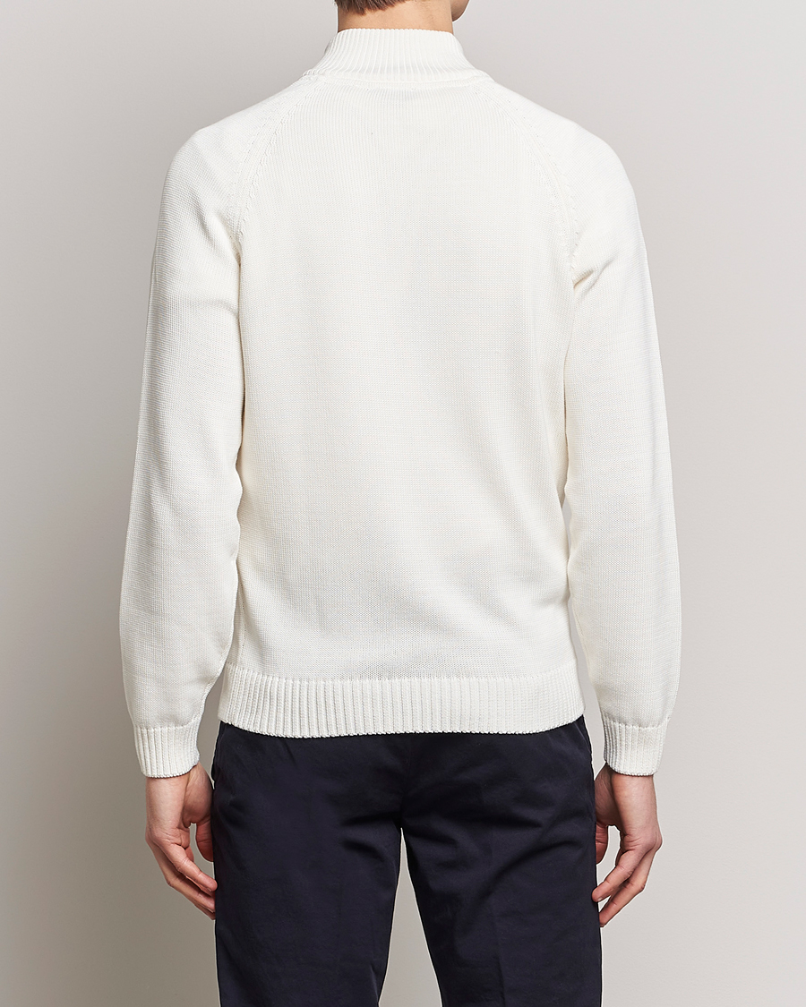 Heren | Truien | Stenströms | Knitted Cotton Half Zip White