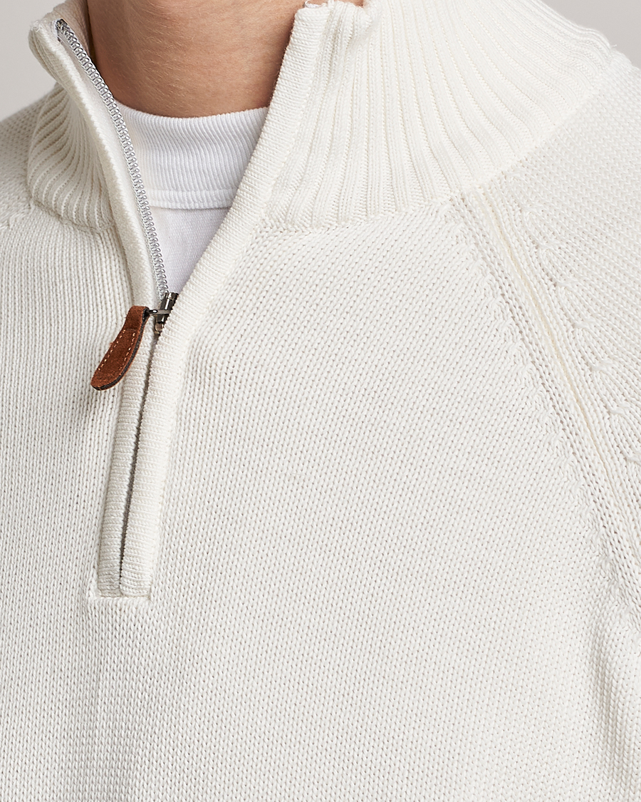 Heren | Truien | Stenströms | Knitted Cotton Half Zip White