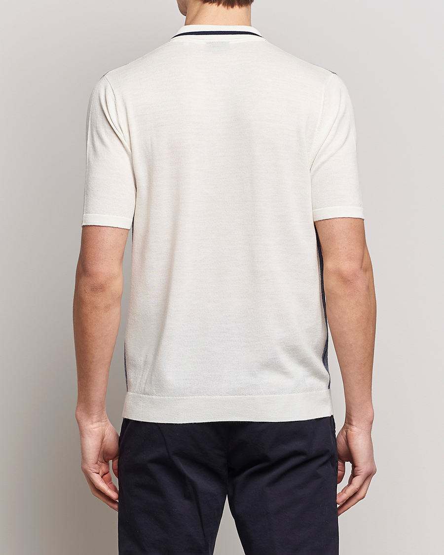 Heren | Overhemden | Stenströms | Ripley Merino Striped Polo Shirt Blue