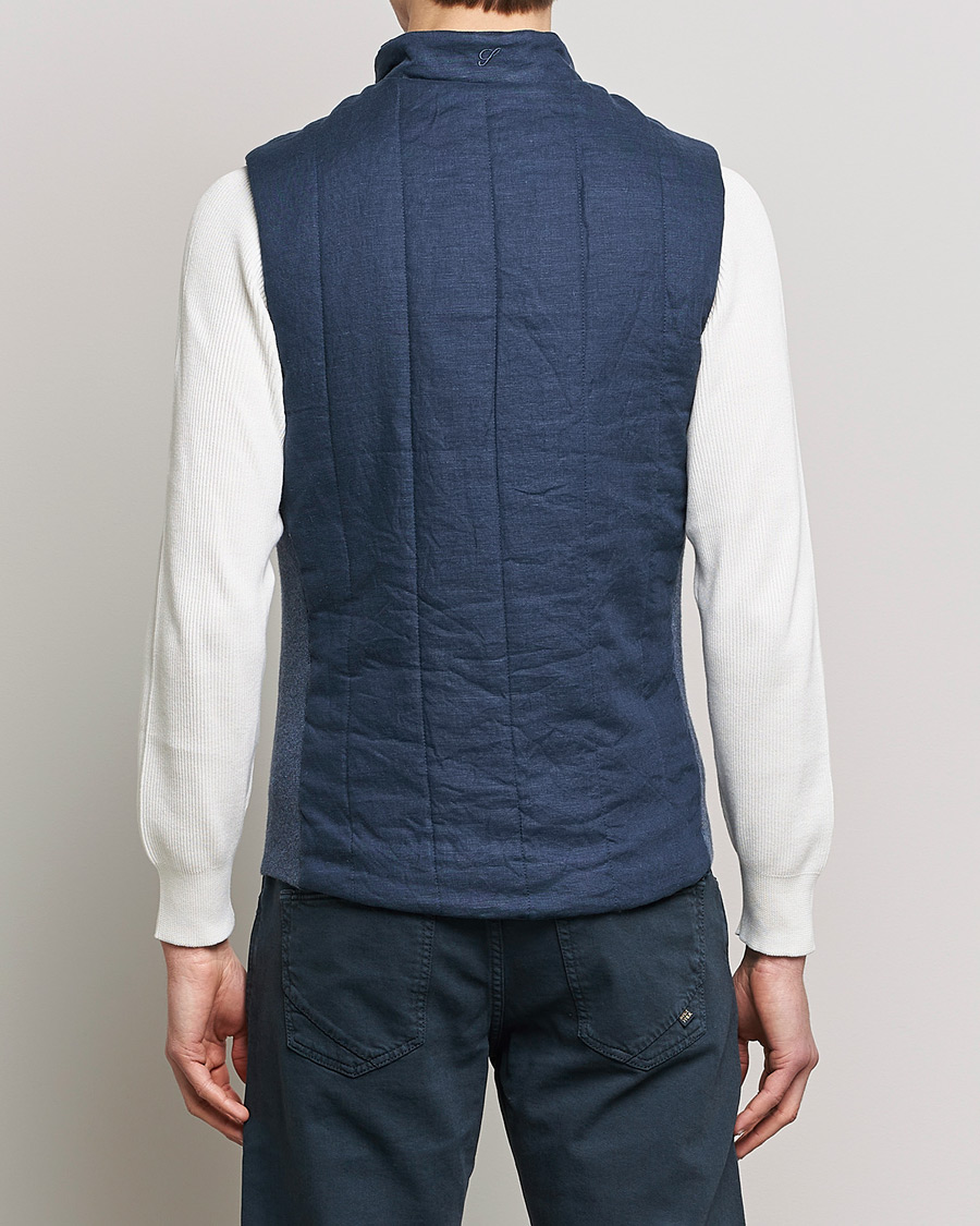 Homme | Gilets | Stenströms | Hybrid Linen/Merino Vest Blue