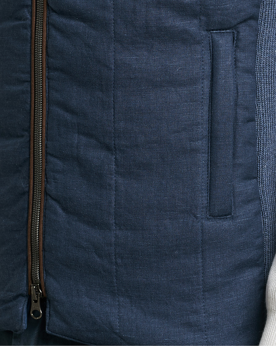 Homme | Gilets | Stenströms | Hybrid Linen/Merino Vest Blue