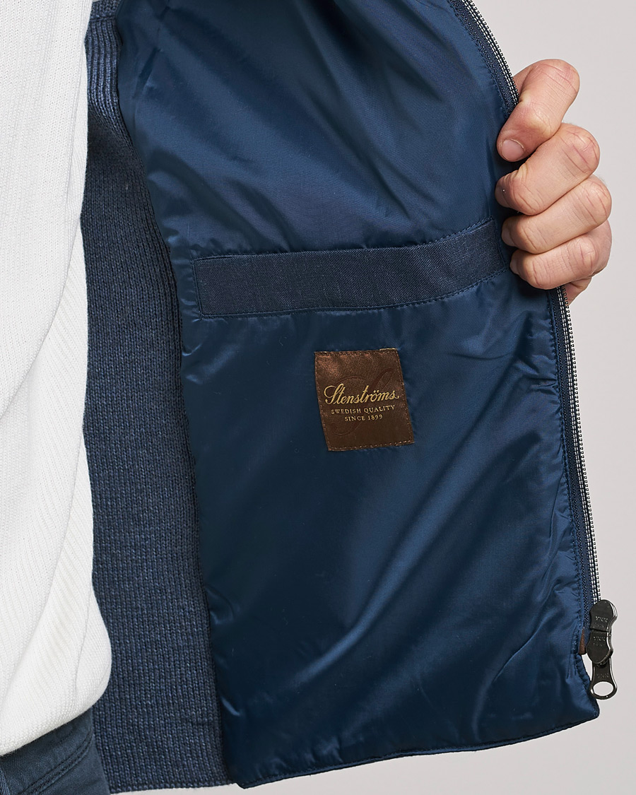 Homme | Gilets | Stenströms | Hybrid Linen/Merino Vest Blue