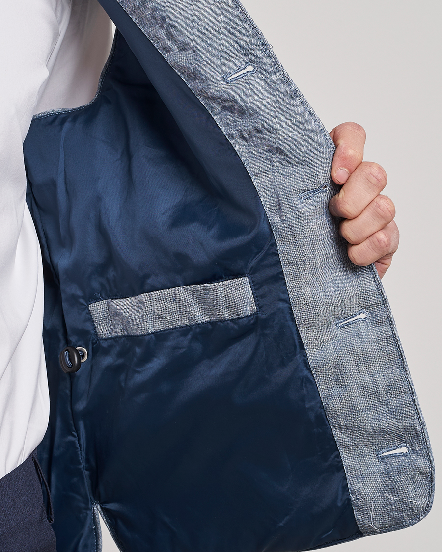 Heren | Gilets | Stenströms | Padded Linen Vest Blue