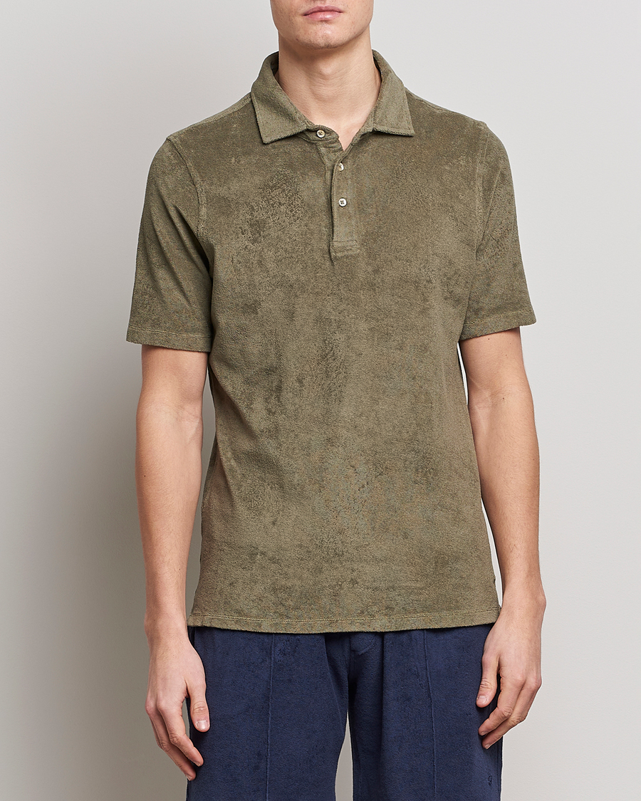 Heren | Polo's | Stenströms | Terry Cotton Poloshirt Olive