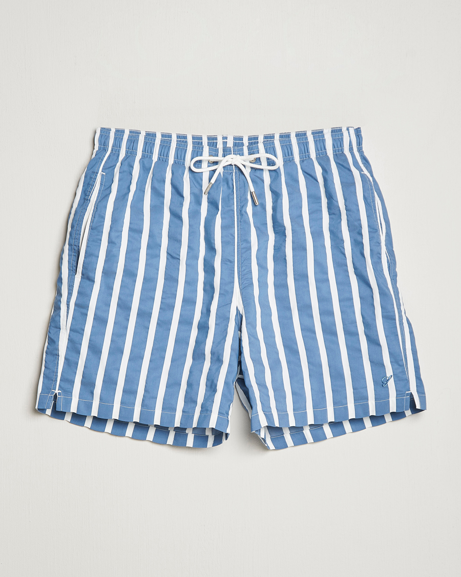 Homme | Maillots De Bain | Stenströms | Riviera Bold Striped Swim Shorts Blue
