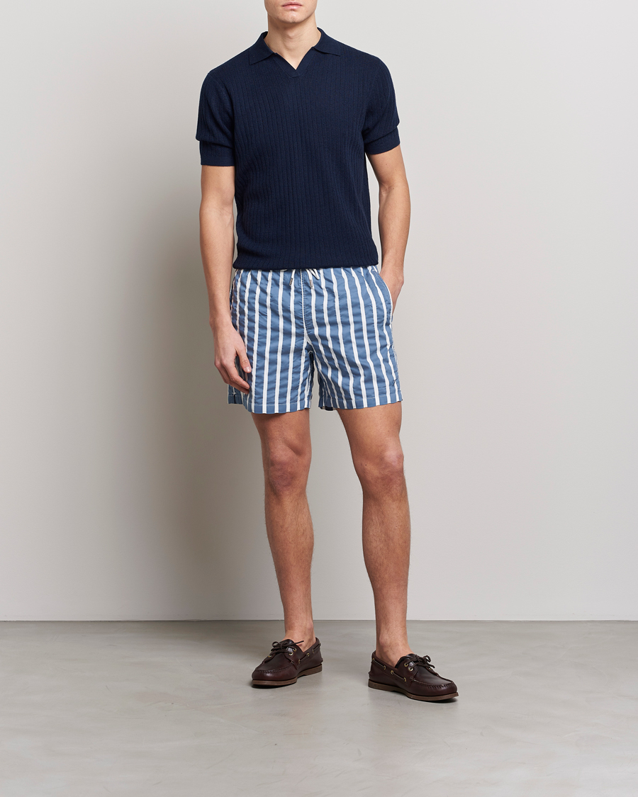 Homme | Maillots De Bain | Stenströms | Riviera Bold Striped Swim Shorts Blue