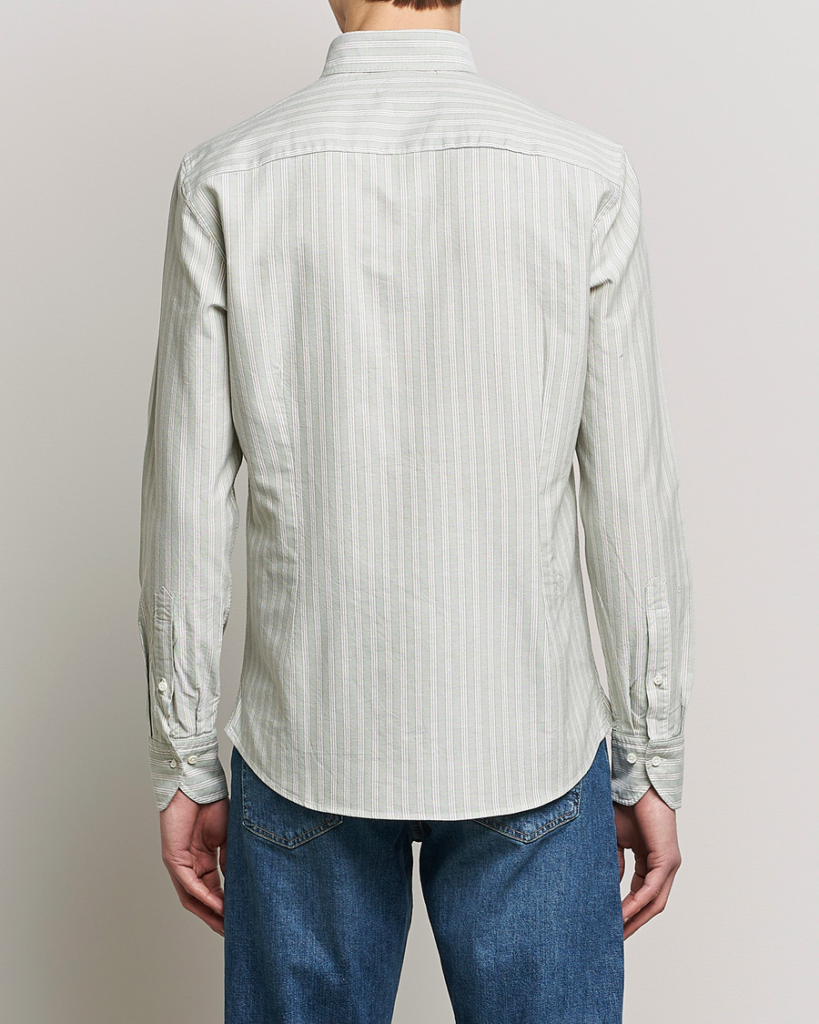Homme | Chemises | Stenströms | Slimline Washed Striped Oxford Shirt Pistachio