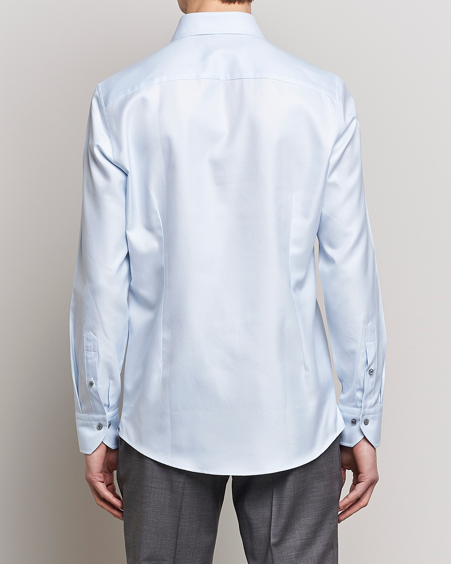 Heren | Overhemden | Stenströms | Slimline Houndstooth Contrast Shirt Blue